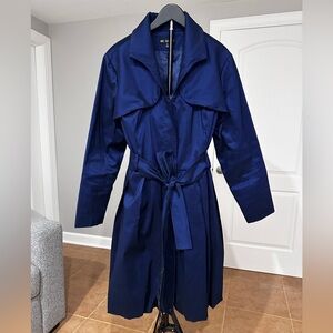 Dons Collection Blue Trench Coat with Tie Waist